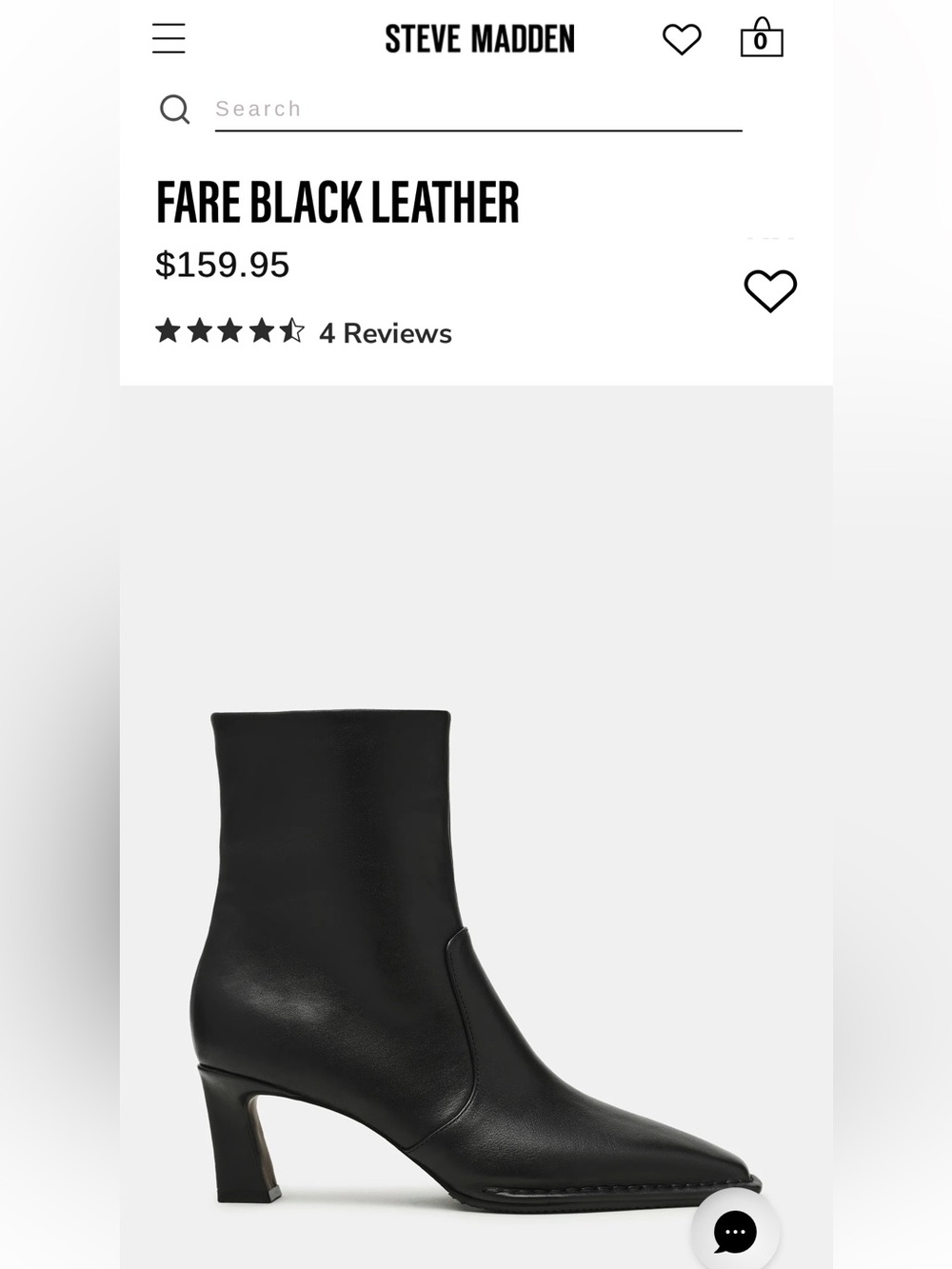 Steve Madden Black Leather Fare Ankle Boots